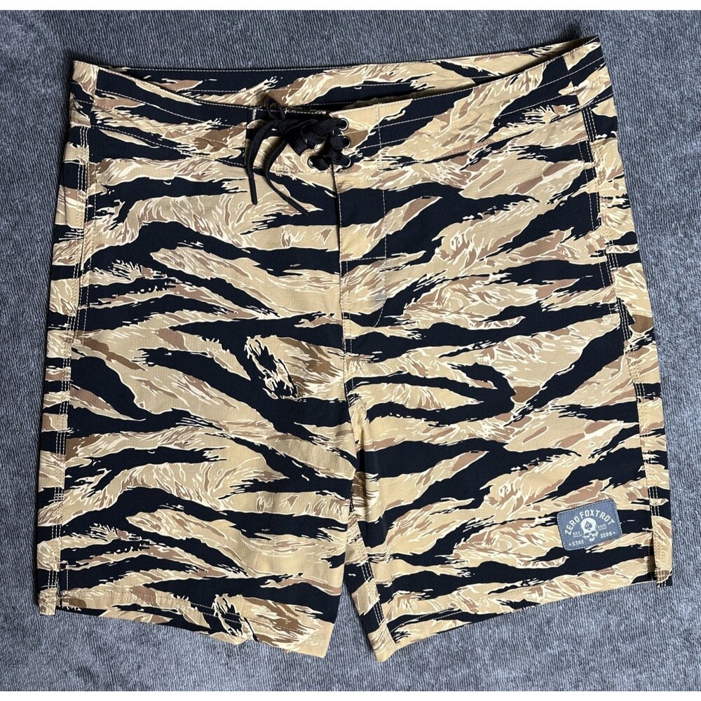 Zero Foxtrot Ripstop Board Short Mens 2X Black Tan Tiger Heavysurf QuickDry 2021